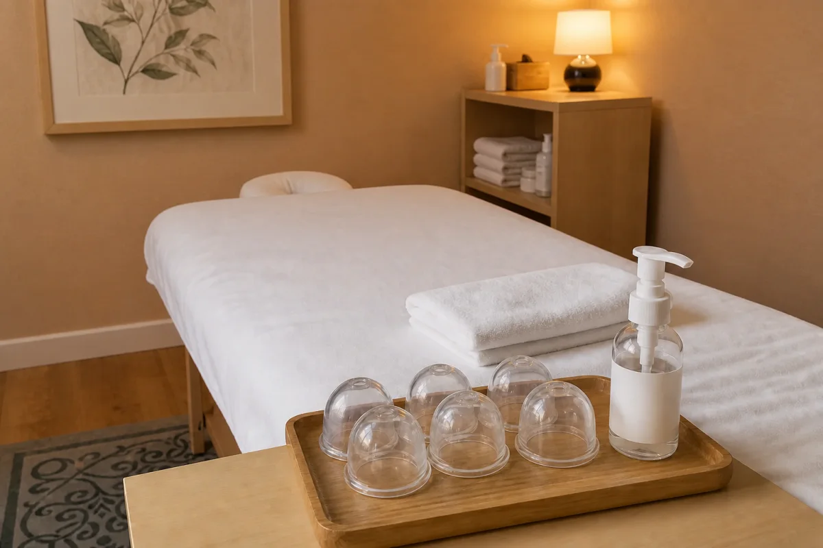 Professional cupping treatment setup at Wellness Foot Spa
